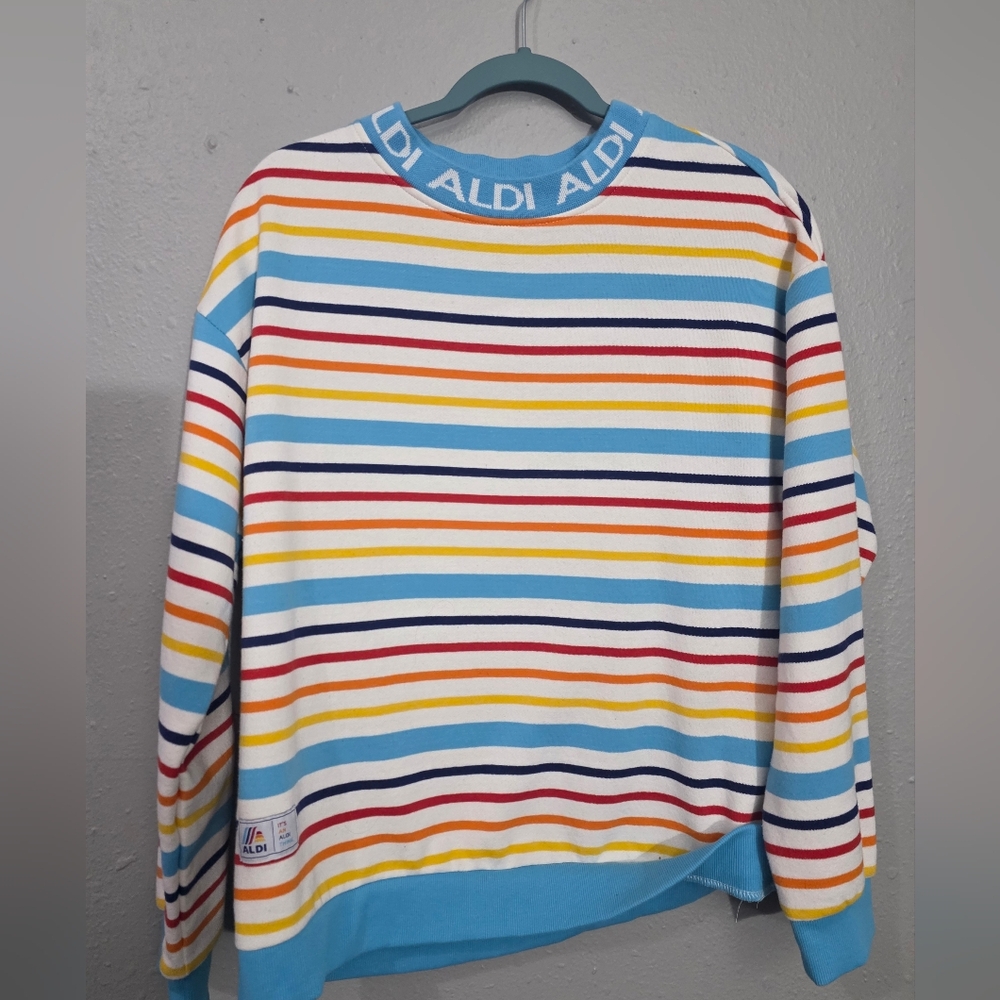 Aldi Gear Sweater Striped Capsule Pullover Sweat Shirt Employee size Large